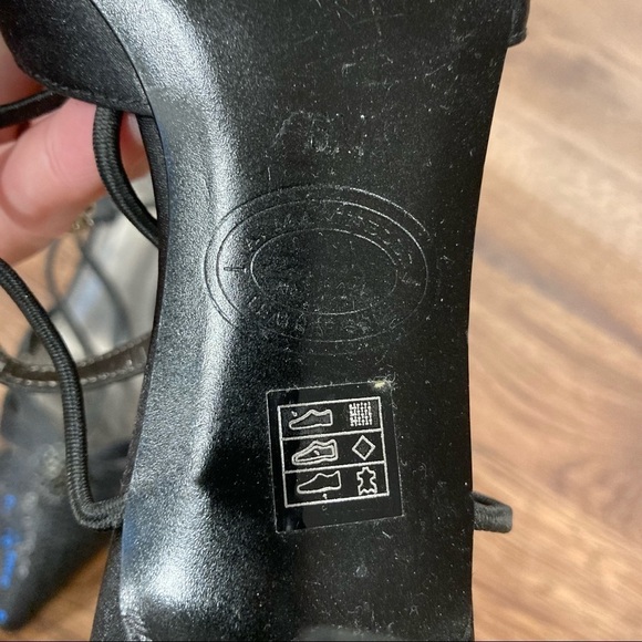 M by Marinelli 6 black satin strappy sparkly heels - Picture 10 of 12